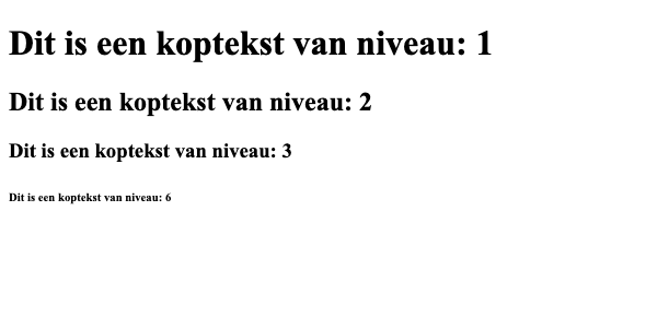Verschillende *headings*