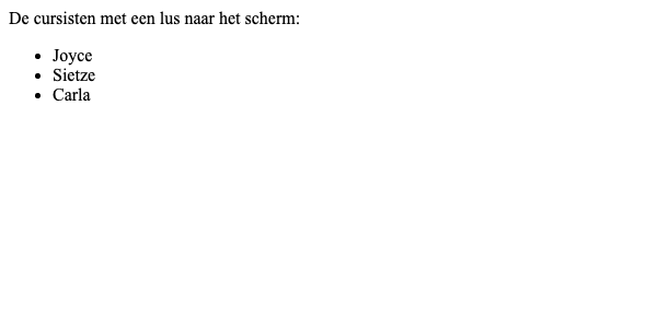 Cursisten met een lus naar het scherm