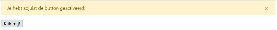 De pagina nadat er op de button is geklikt. Een bericht wordt geflasht