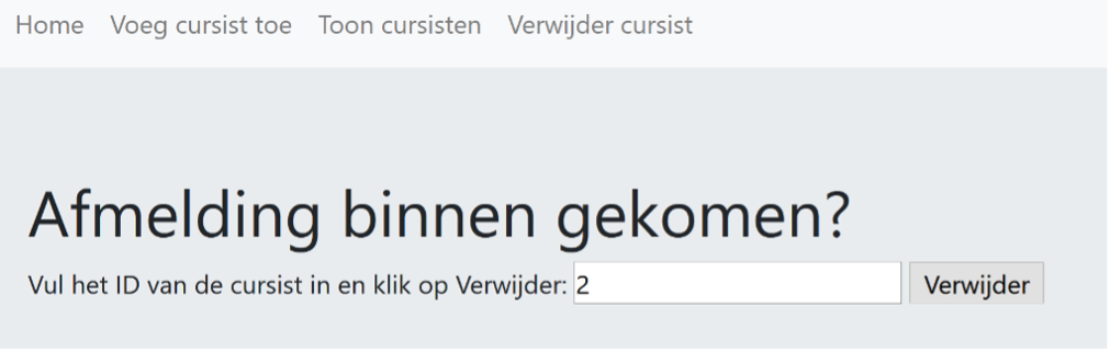 het afmelden van een cursist met id 2
