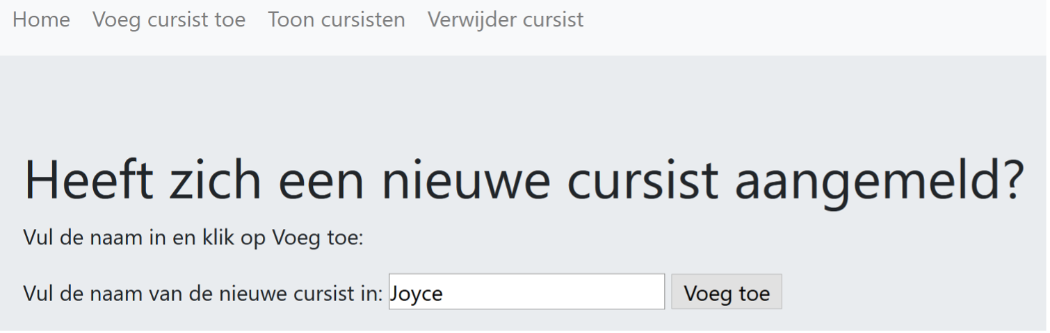 Joyce wordt toegevoegd als nieuwe cursist