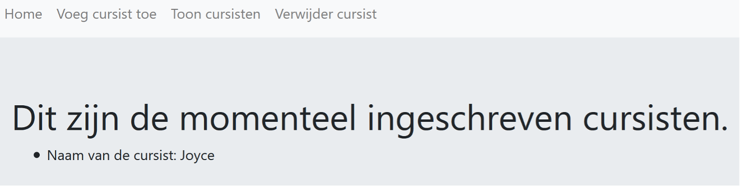 Momenteel ingeschreven cursisten: alleen Joyce
