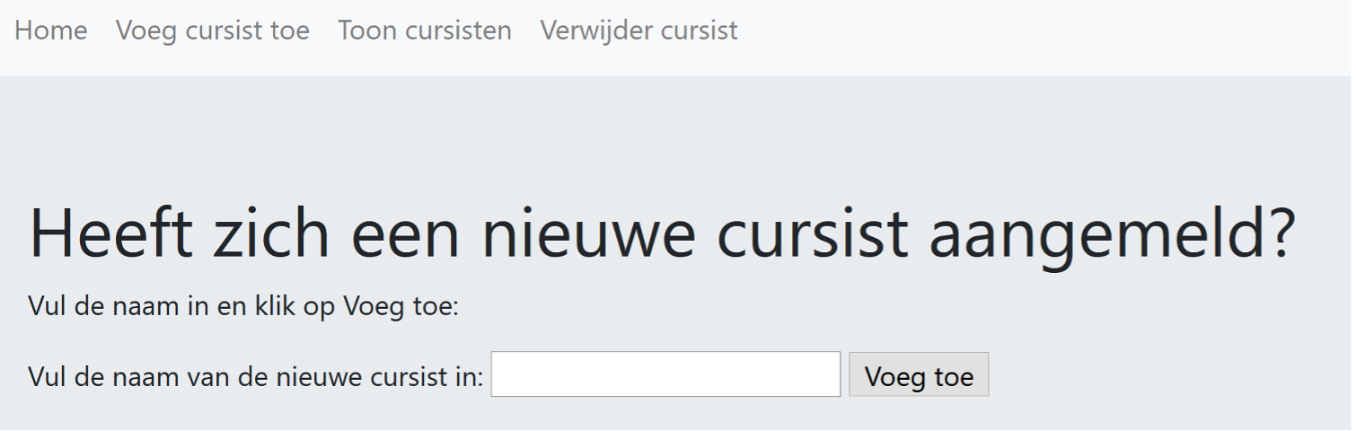 voeg een nieuwe cursist toe