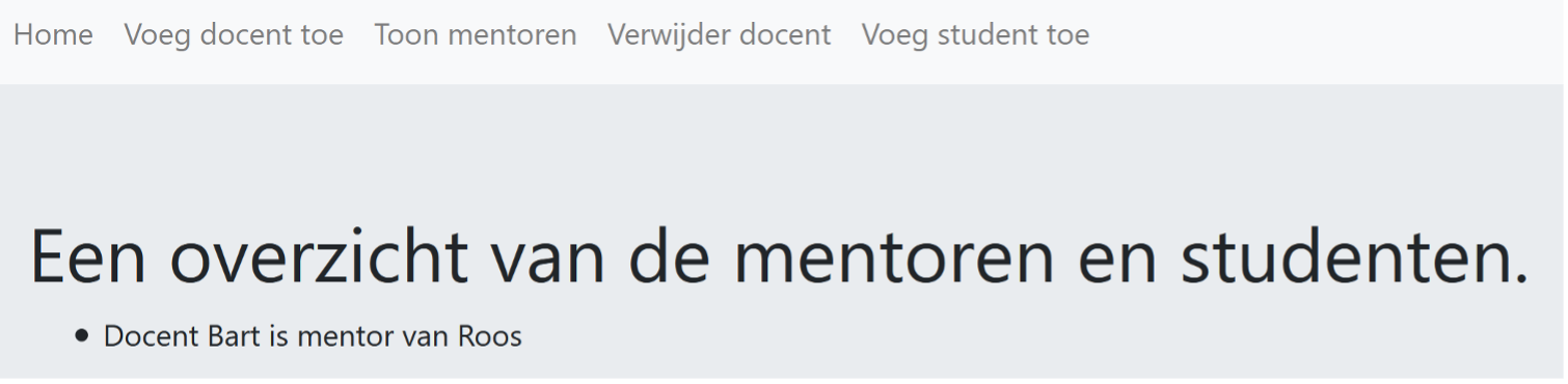 In het overzicht staat nu ook dat Docent Bart de mentor is van Roos