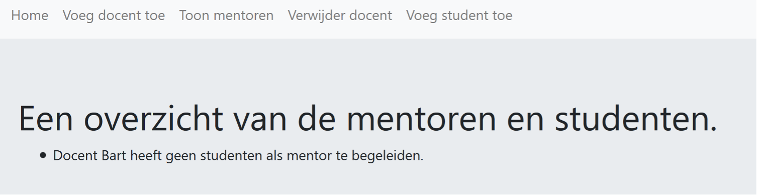 Docent bart in het overzicht van de mentoren en studenten