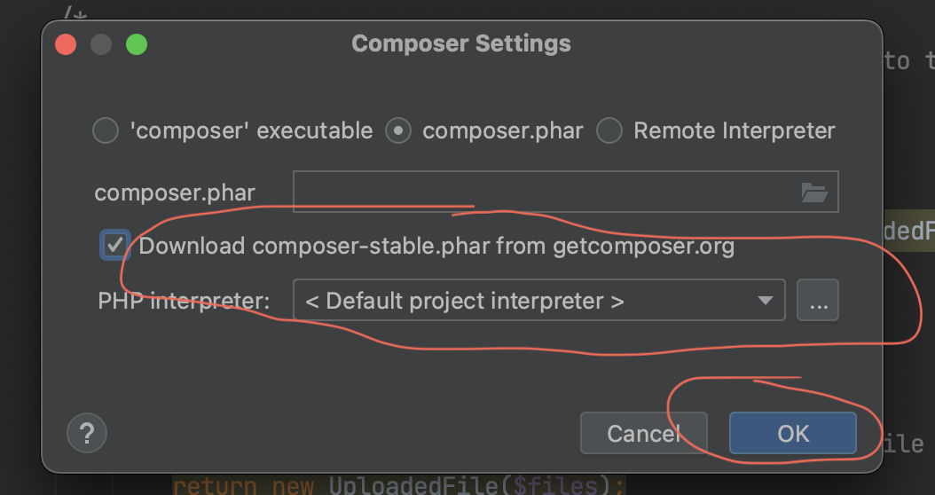 Download de meest recente composer.phar