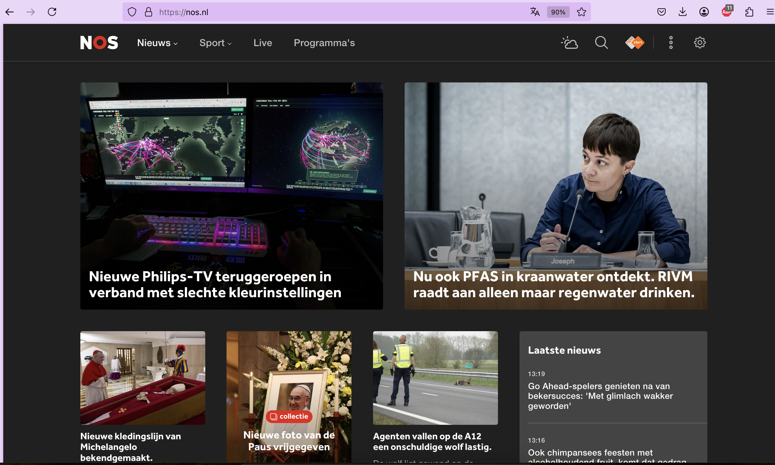 Nieuwskoppen van NOS veranderd