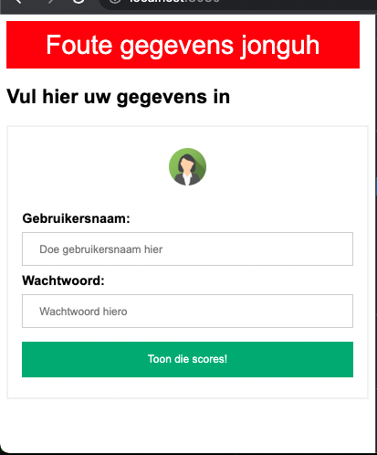 Foute inlog-gegevens